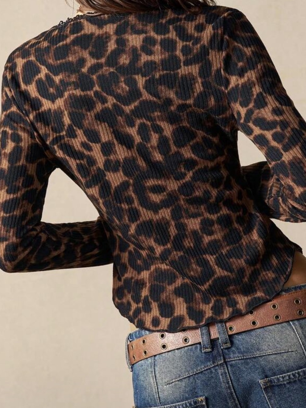 Leopard Button-Front Top - Picture 4 of 5